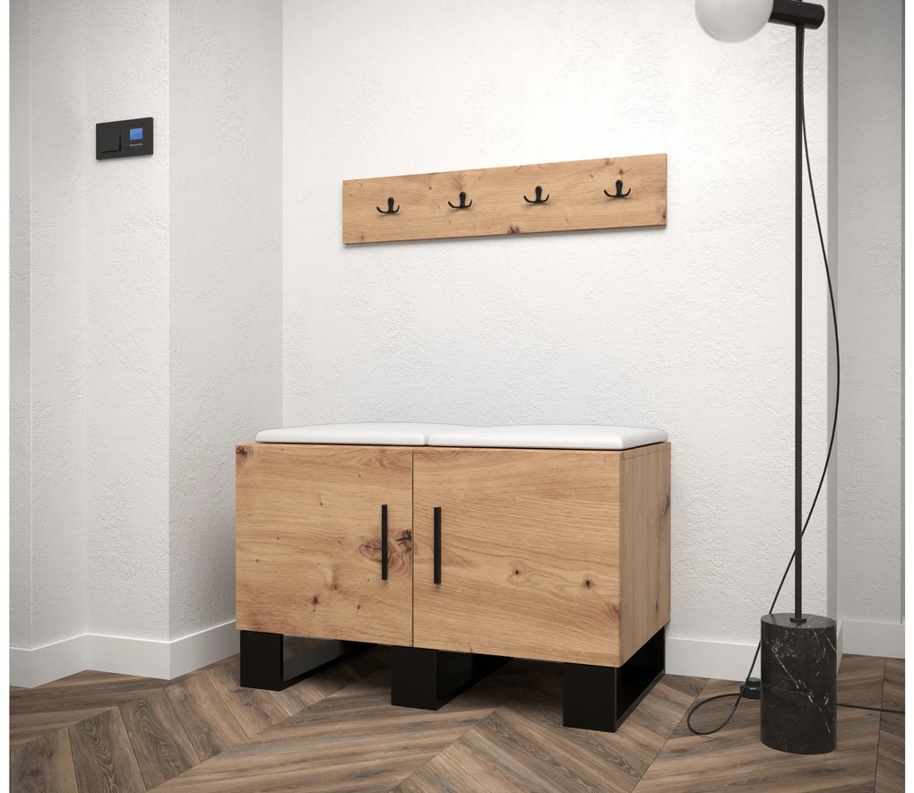 Set mobilier pentru hol Amanda 21 (Stejar artisan + Alb). 1086044