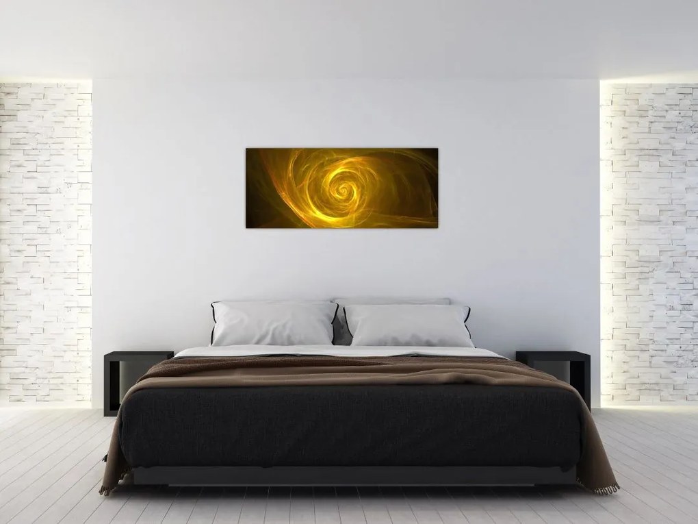 Tabloul cu spirala abstractă în galben (120x50 cm)