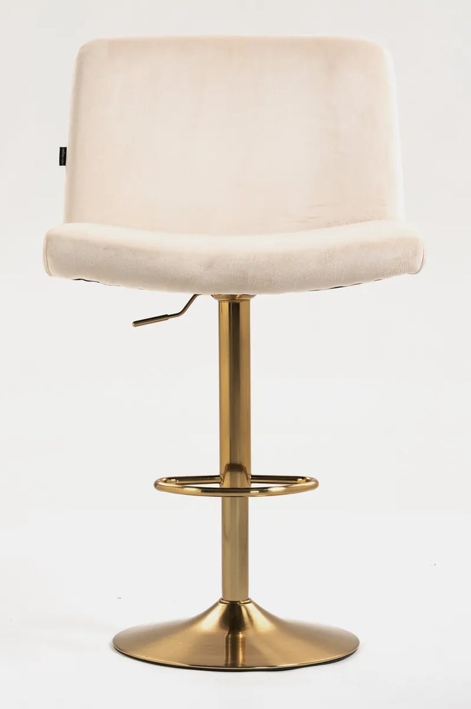 HR150W Scaun Crem din Catifea cu Bază Aurie