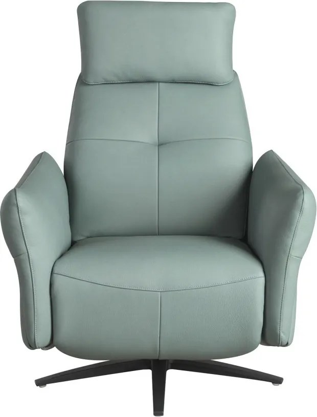 Fotoliu pivotant, functie relax, tapitat cu piele verde turcoaz George