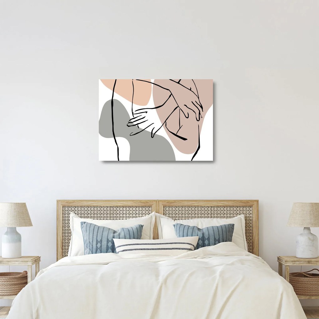 Tablou pe sticlă - Femeie corp linie de artă N⁰2 (70x50 cm)