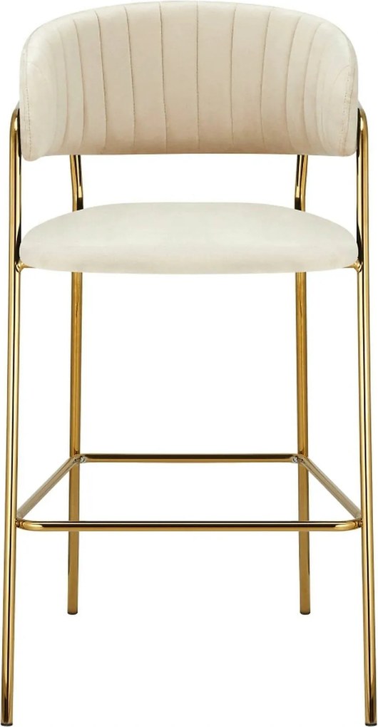 Scaun bar DASMIN TIP 2, bej/auriu, stofa catilfelata/metal, 54x54x109