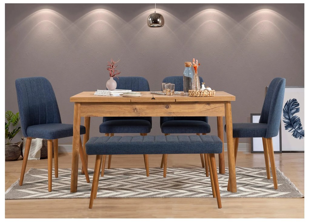 Set sufragerie Santo set (pentru 6 persoane) (Stejar + Albastru închis) . 1102557
