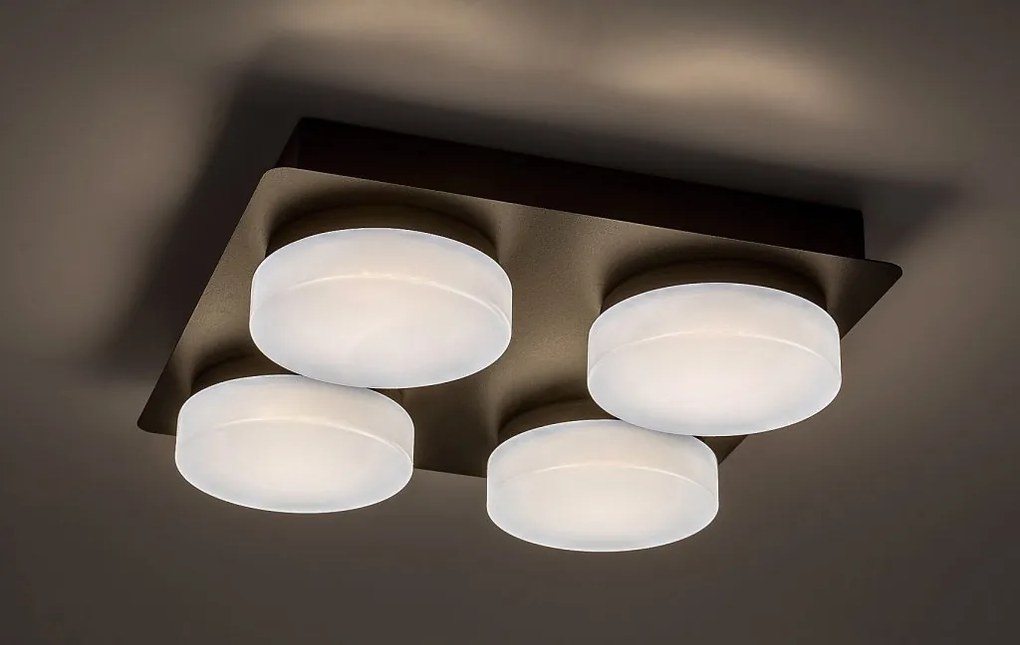Plafoniera LED pentru baie design modern IP44 Attichus negru, alb 28x28cm
