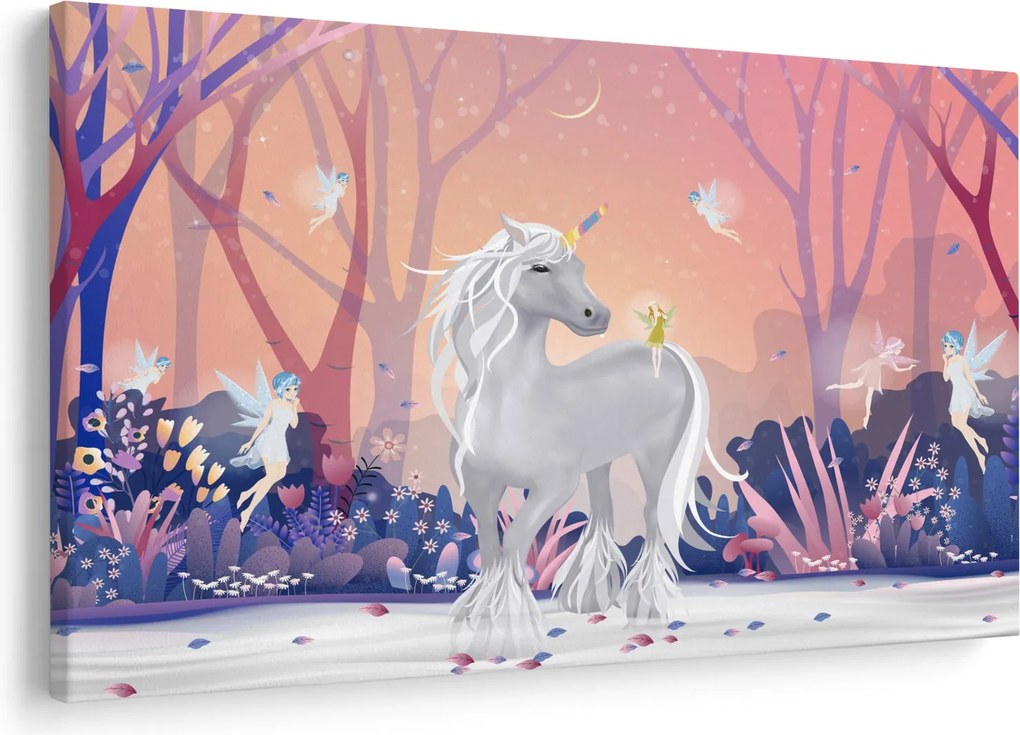 Tablou - Unicorn în pădurea fermecată (90x60 cm)