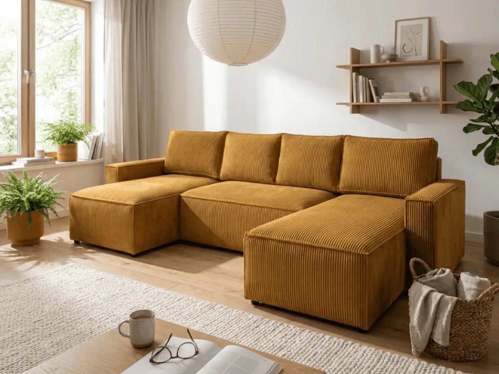 Coltar in forma de U SMART COSARO 295x140 cm, mustar