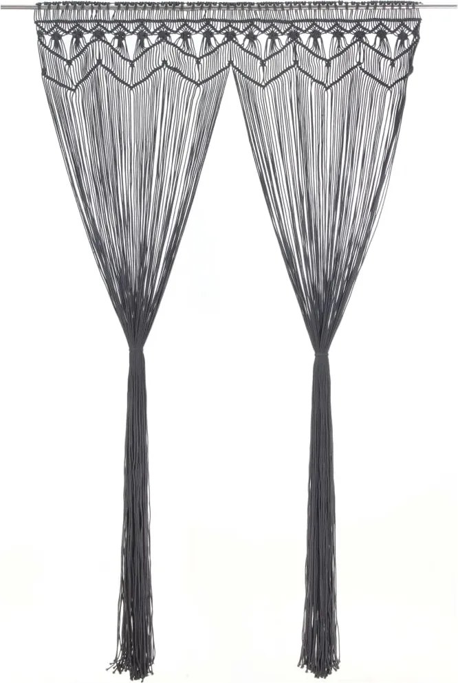 vidaXL Perdea macrame, antracit, 140 x 240 cm, bumbac