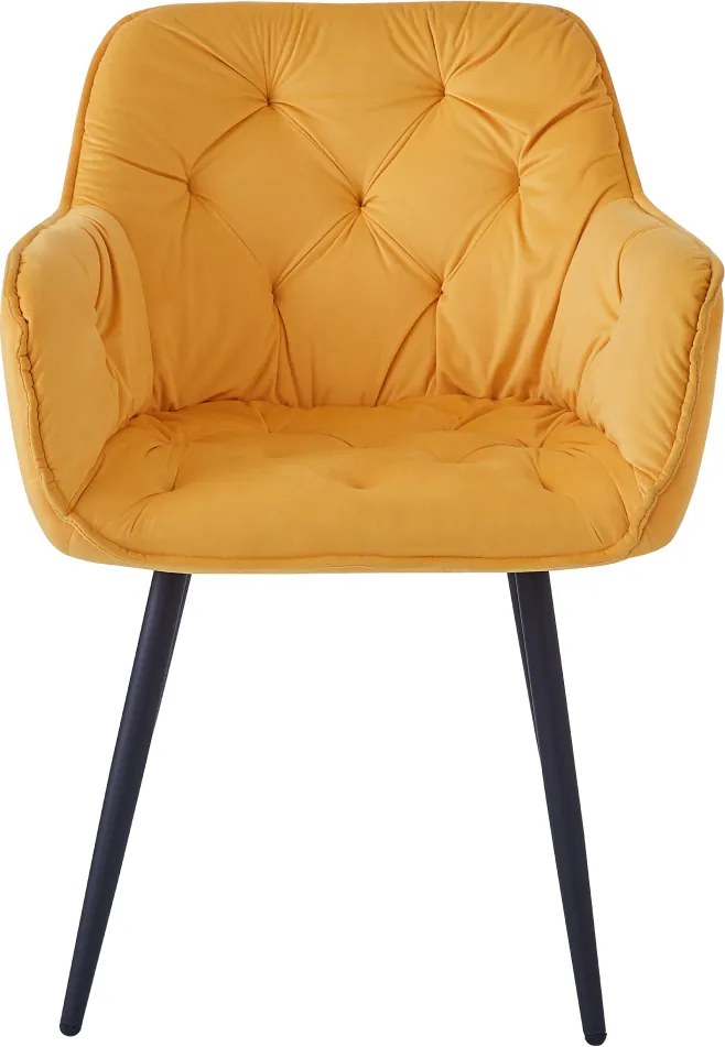 Scaun de design, ţesătură Velvet galben, FEDRIS NEW