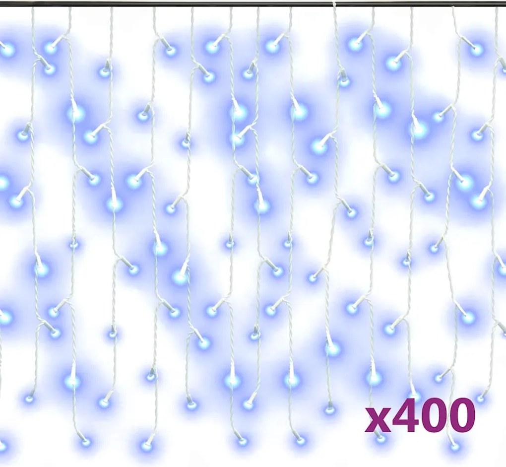 vidaXL Lumini de perdea tip gheață 400 LED-uri albastru 8 funcții 10 m