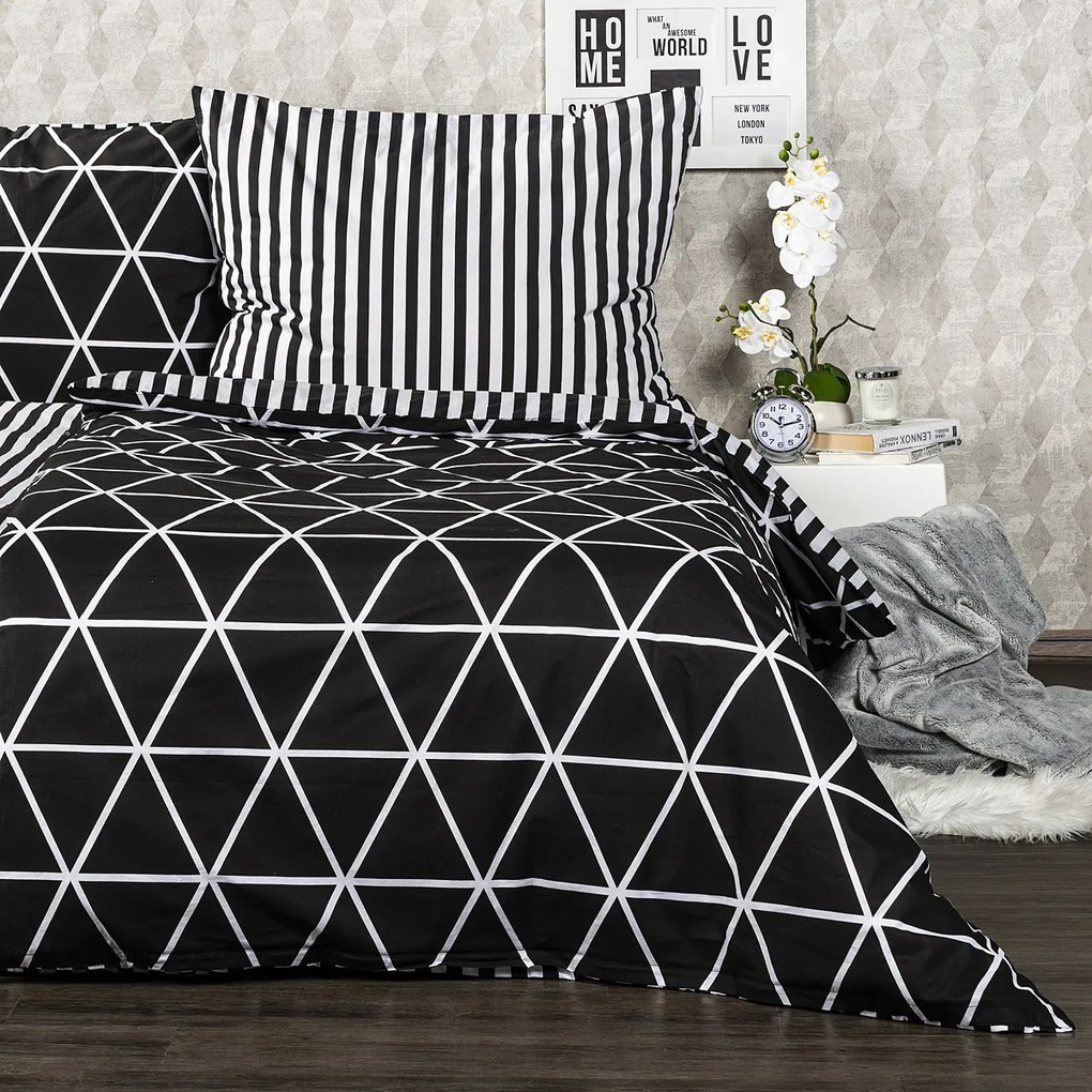 Lenjerie bumbac 4Home Galaxy, negru, 160 x 200 cm, 70 x 80 cm