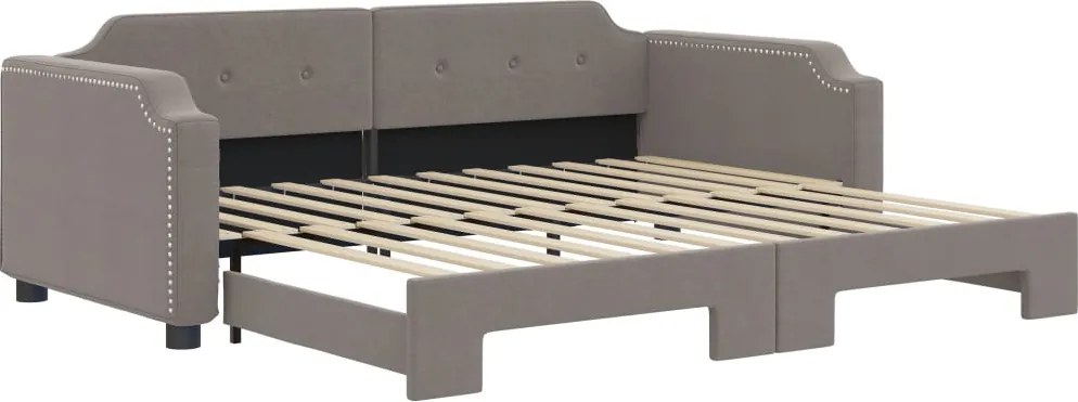 vidaXL Pat de zi cu extensie, gri taupe, 100x200 cm, textil