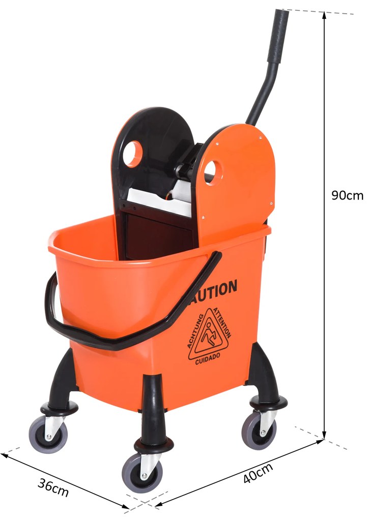 HOMCOM Carucior de Curățenie Profesional, Compact, Ideal pentru Spații Mici, 44×36×90 cm | Aosom Romania
