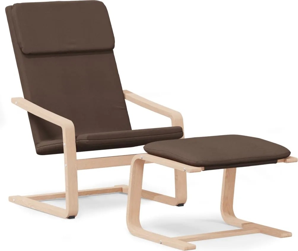 vidaXL Scaun de relaxare cu taburet, maro închis, material textil