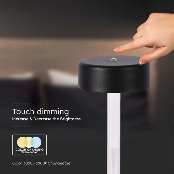 Lampă de birou LED încărcabilă, reglabilă, 3W, 5V, 3000-6000K, neagră