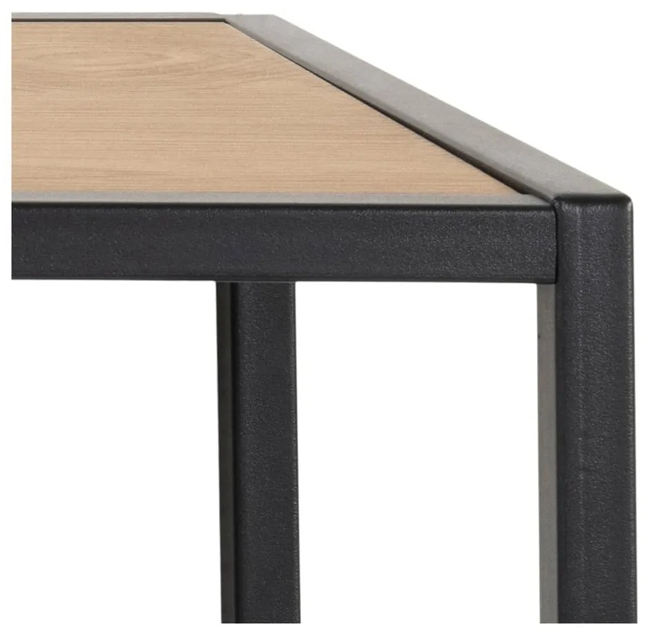 Cuier de perete negru/în culoare naturală cu raft cu aspect de lemn de stejar Seaford – Actona