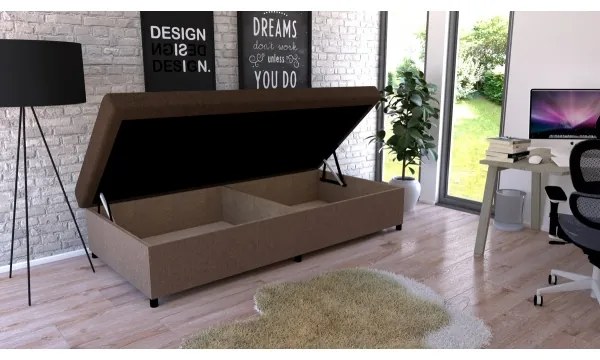Pat tapițat cu spațiu de depozitare CORY 80x200 maro