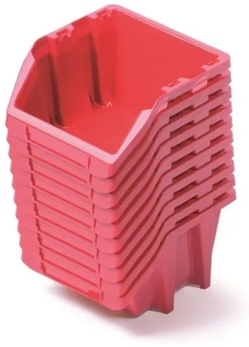 Set de 10 cutii de depozitare fiecare 18,7 x 15,8 x 11,4 cm, rosu