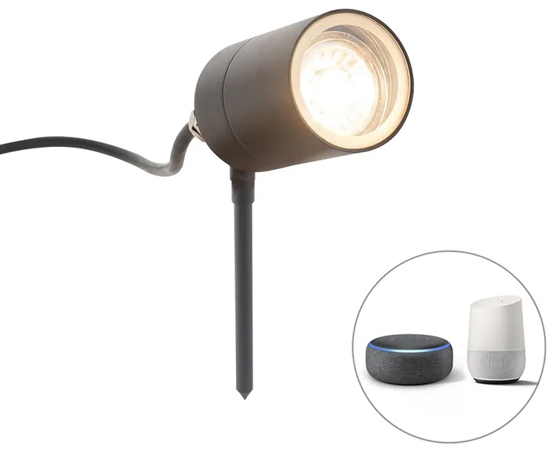 Spotlight modern inteligent pe pichet antracit IP44 cu Wi-Fi GU10 - Solo