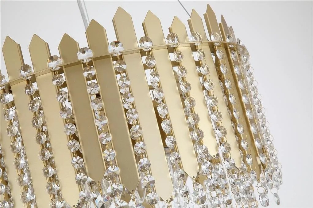 Lustra metal auriu, cristale din sticla Spear 8Lt