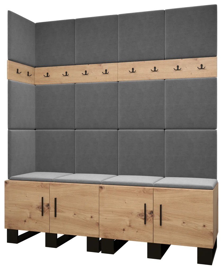 Set mobilier pentru hol Amanda 12 (Stejar artisan + gri închis). 1085959
