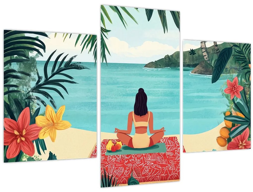 Tablou - Yoghiniță pe plajă (90x60 cm)
