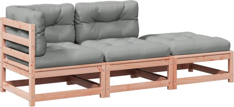 vidaXL Set canapele grădină cu perne, 3 piese, lemn masiv brad douglas