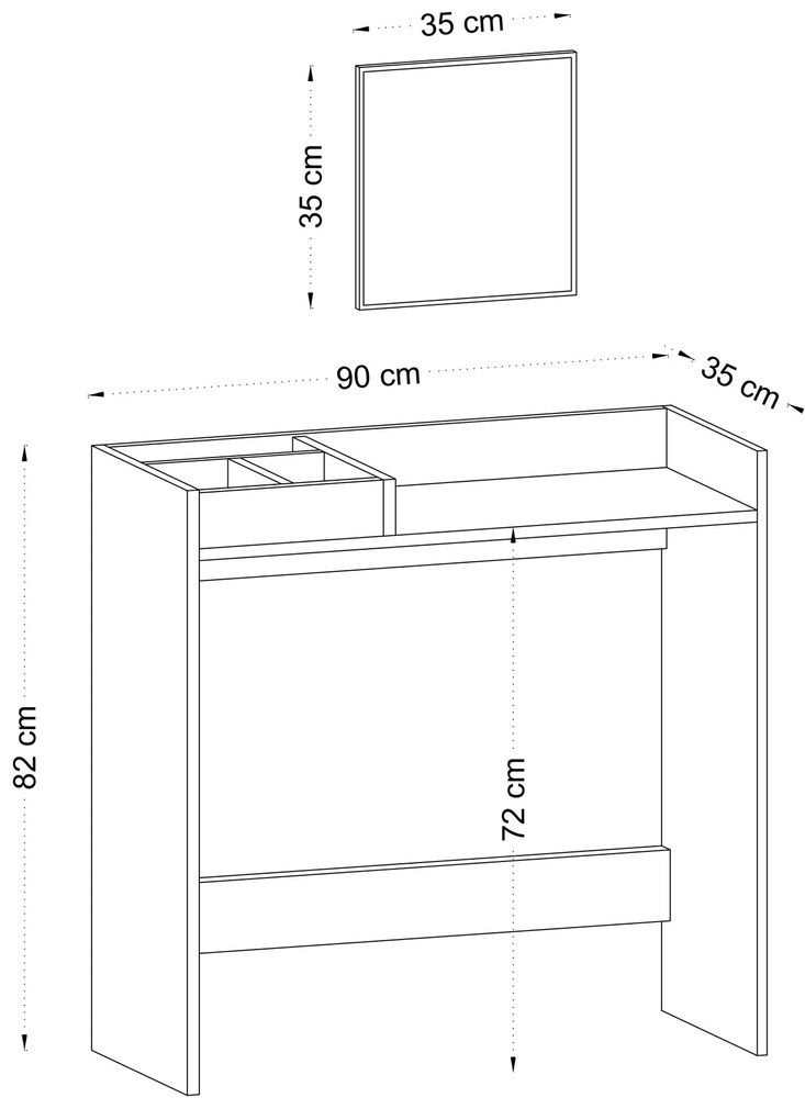 Măsuță de toaletă Aliex 1 (stejar). 1073096