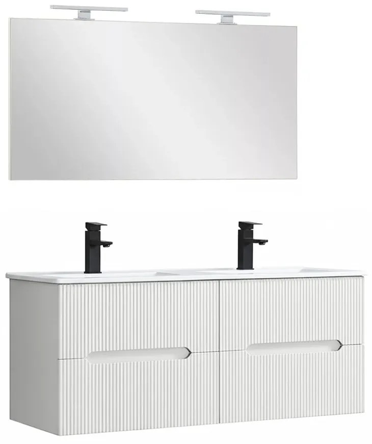 Trent Mobilier de baie 120 cm lavoar ceramic cu oglindă 60x120 cm alb