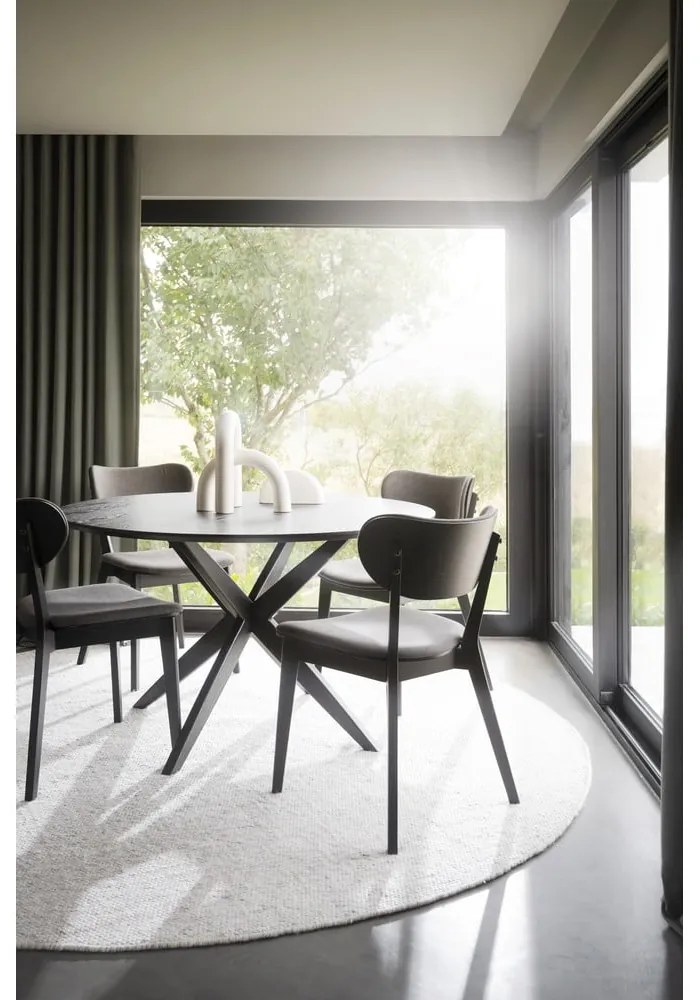 Masă de dining rotundă cu blat cu aspect de lemn de stejar 120x120 cm Calverton - Rowico
