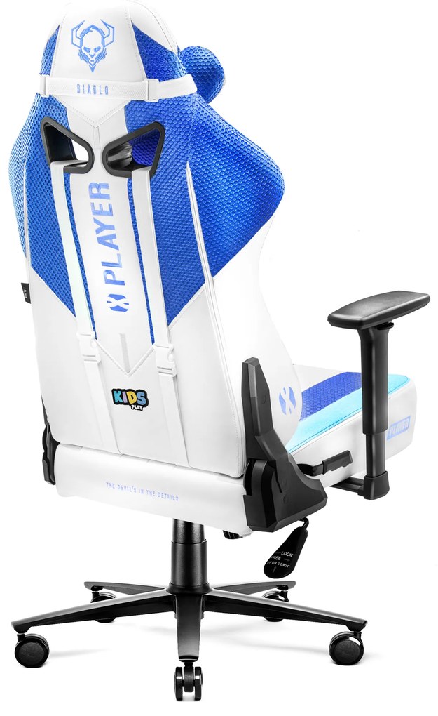 Scaun gaming din material pentru copii Diablo X-Player 2.0: Frost White / alb, Kids Size Diablochairs