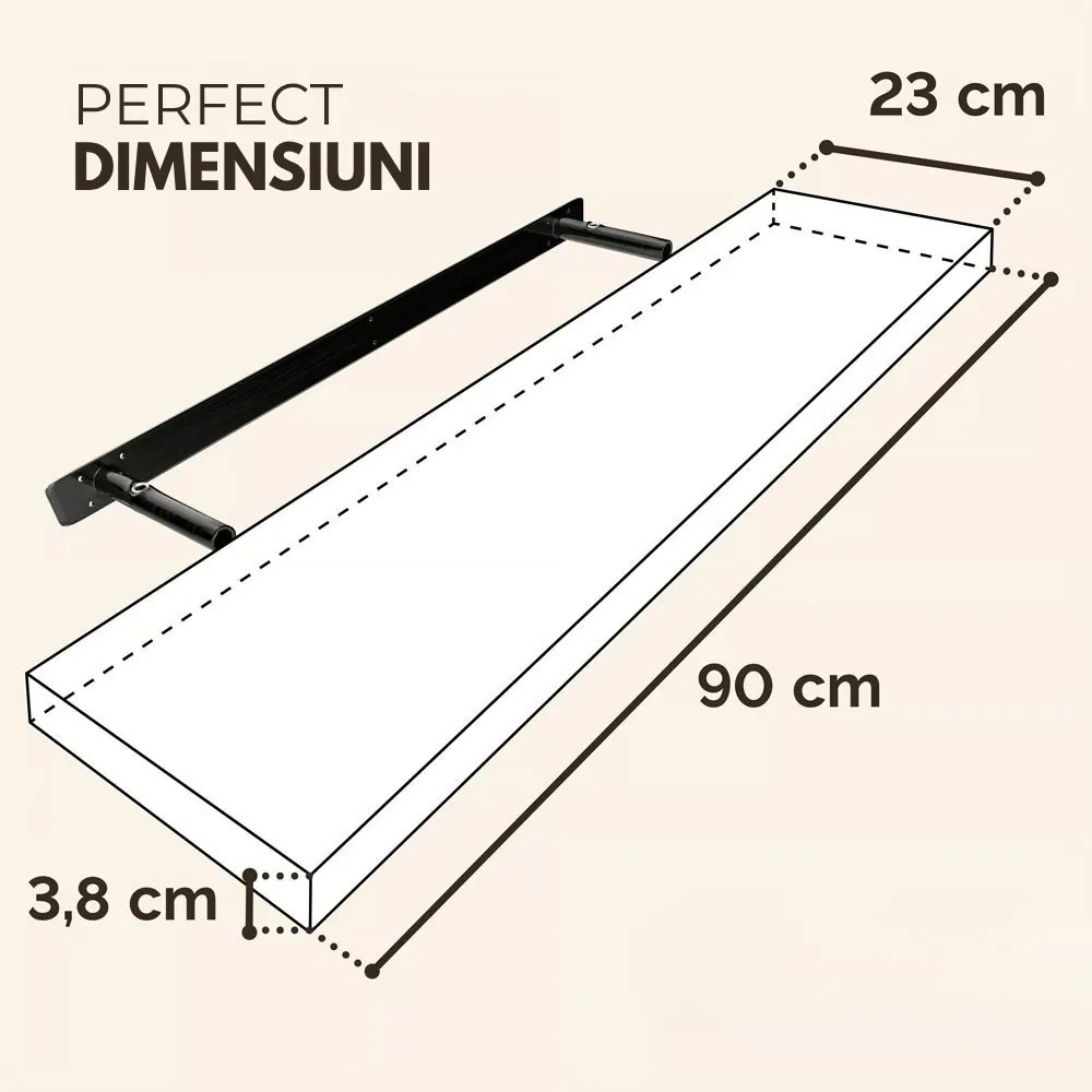 Poliță de perete FIGO + consolă, 90cm, alb Casaria