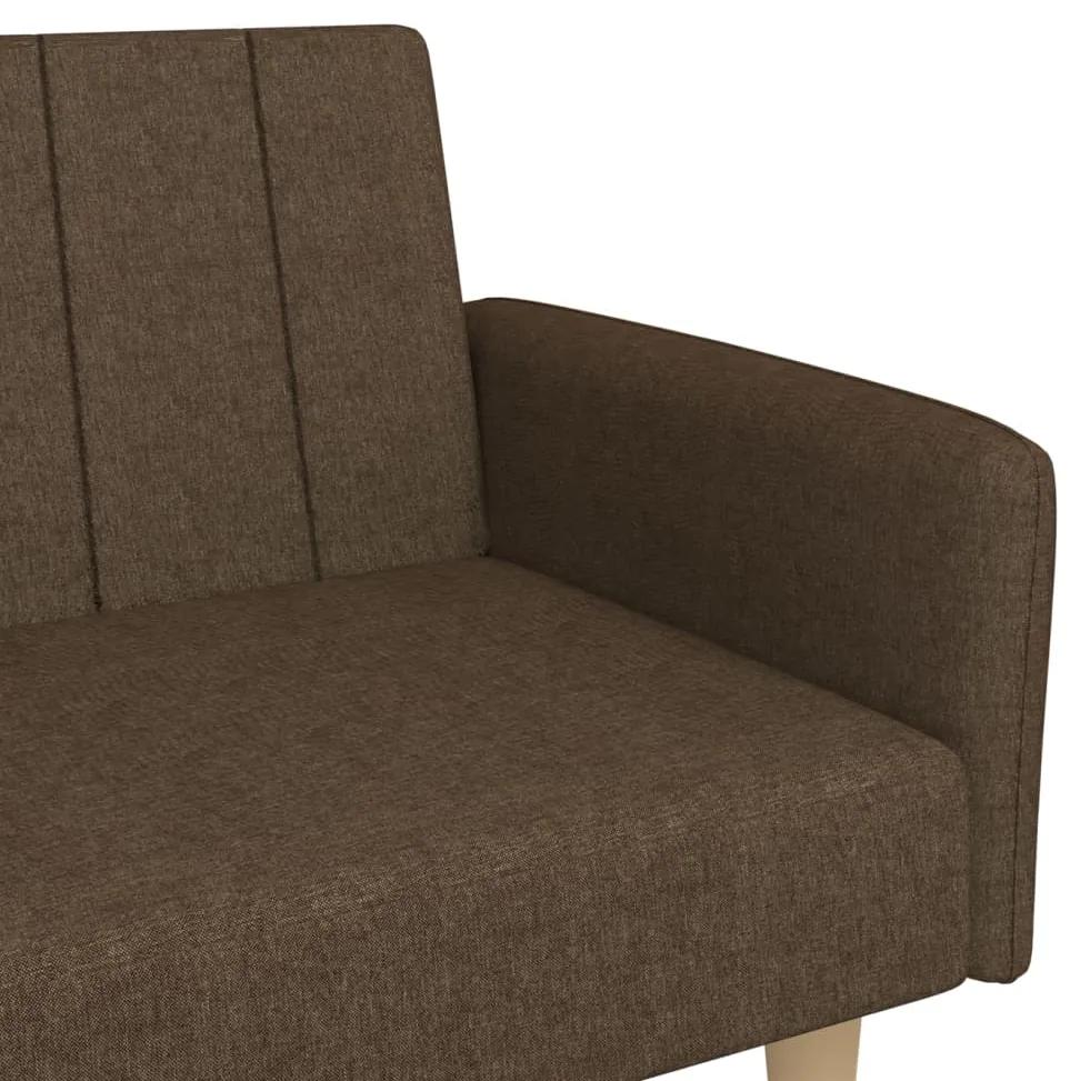 Canapea extensibila cu 2 locuri, maro, textil Maro, Fara suport de picioare