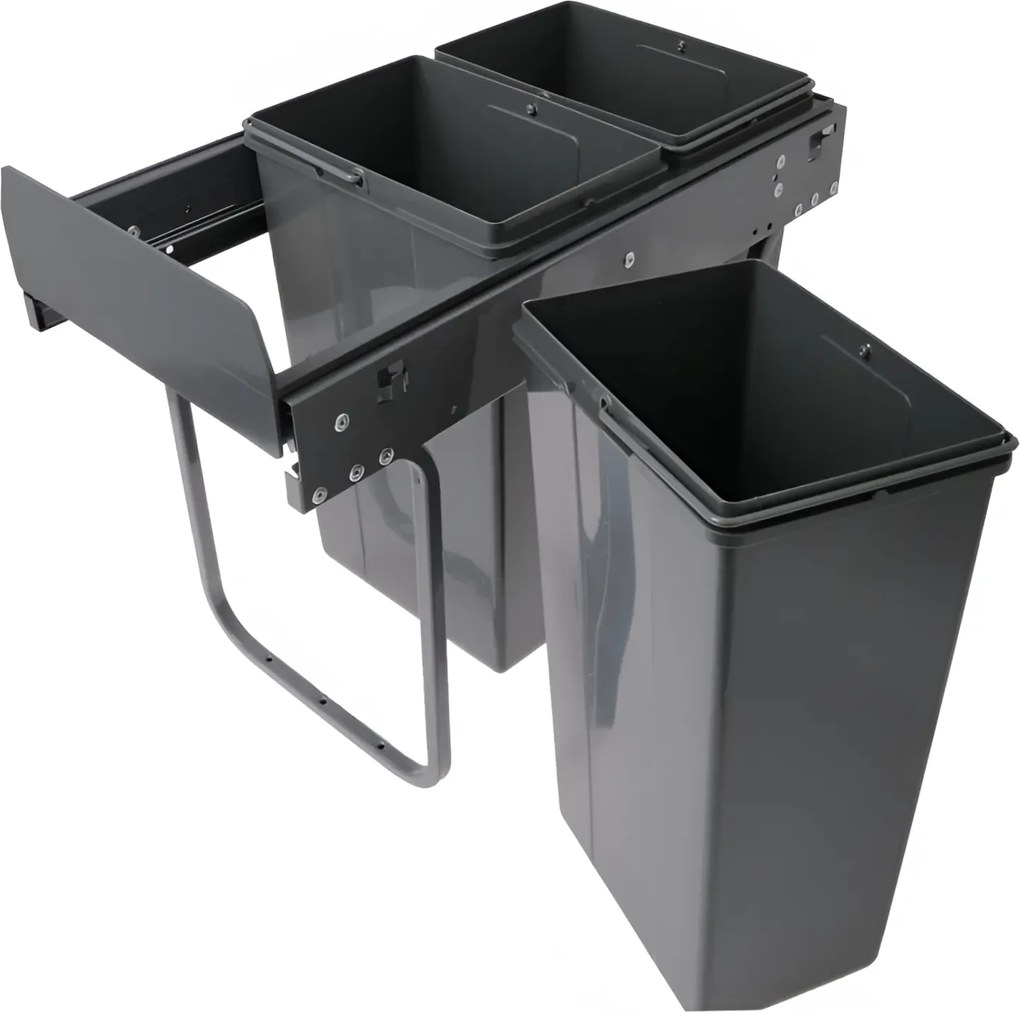 Cos gunoi incorporabil Practi Eco GTV, colectare selectiva, pentru corp de 300 mm, gri antracit, 3 x 10 l Plastic, Gri antracit, L:282 mm; A:500 mm;