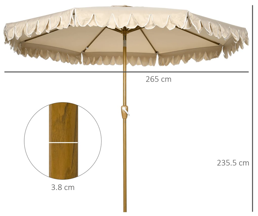 Outsunny Umbrela pentru gradina cu inclinare si manivela, Umbrela de exterior pentru masa cu acoperis dublu, kaki | Aosom Romania