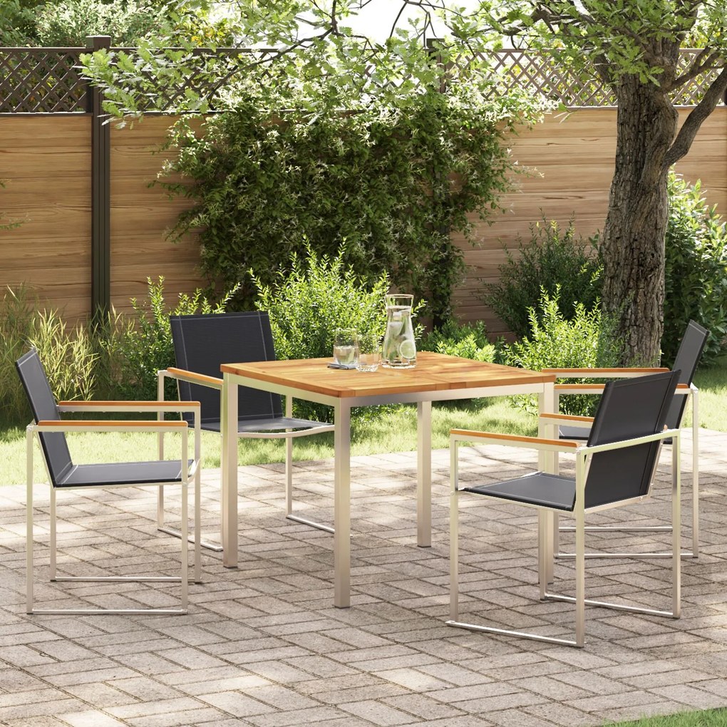 vidaXL Set de masă pentru grădină 5 pcs Lemn masiv de teak
