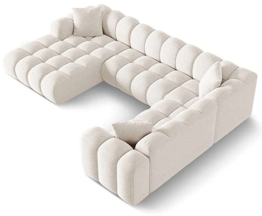 Colțar crem cu tapițerie din chenille (cu colț pe partea dreaptă/în formă de "U") Treno – Cosmopolitan Design