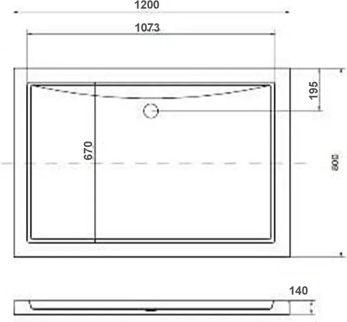 Cădiță de duș acrilică asimetrică VICTOR120 120x80x14 cm