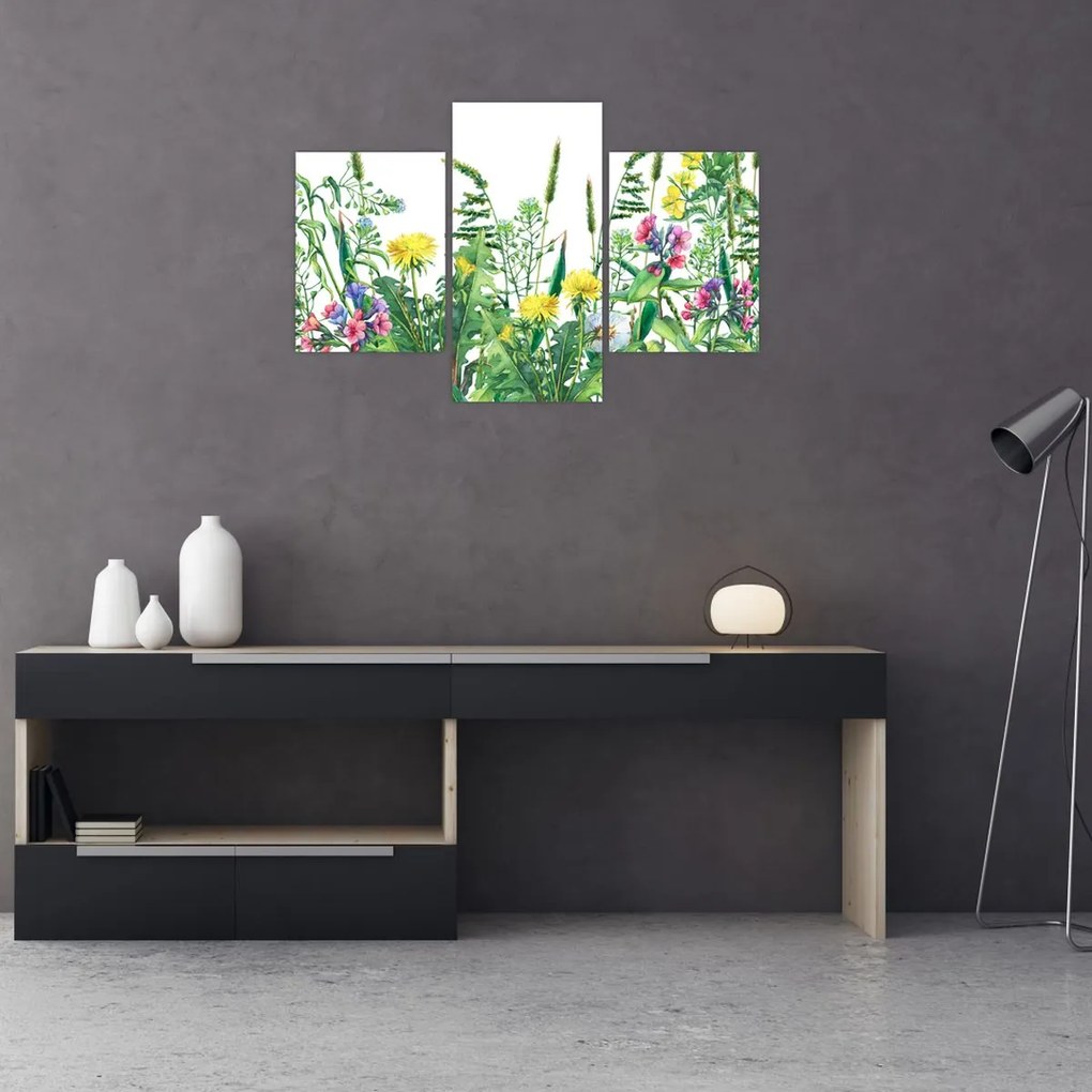 Tablou - Flori de pajiște pictate (90x60 cm)