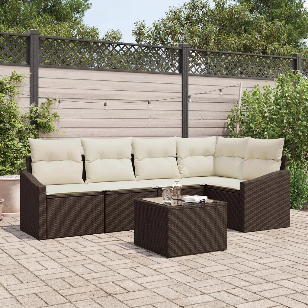 vidaXL Set de canapele pentru grădină 6 pcs Maro Rattan poli