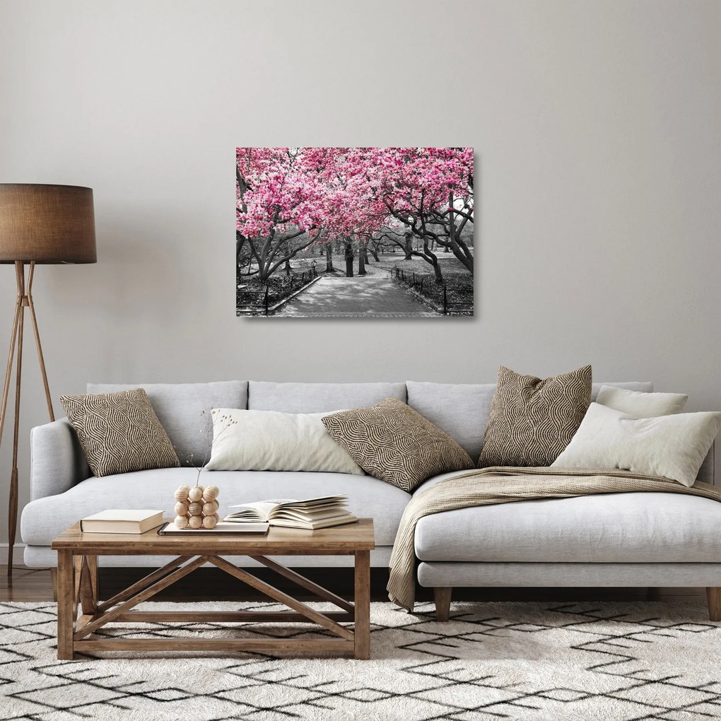 Tablou pe sticlă copacului magnolie (70x50 cm)