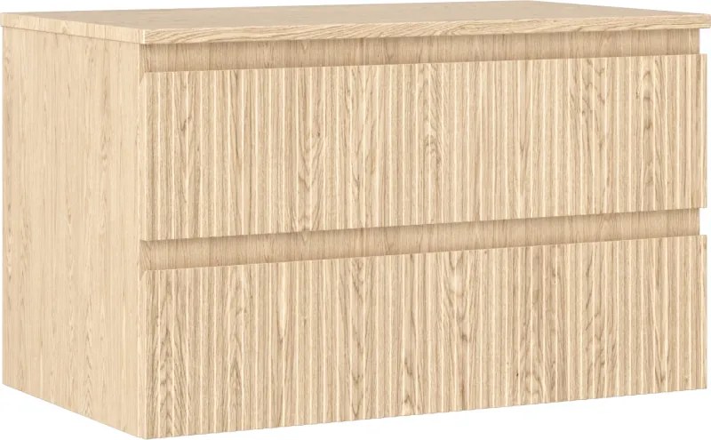 Mexen Rivel dulap de baie sub lavoar 80 cm cu blat, 2 sertare, canelate, stejar - 91A20-08047-2-BFFC81