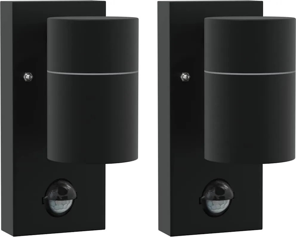vidaXL Lumină de perete pentru exterior 2 pcs Negru 6,5 x 10,5 x 16 cm