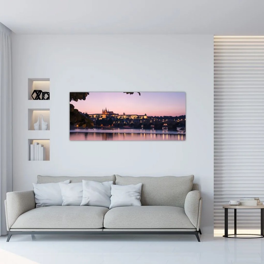 Tablou cu palatul din Praga și Vltava (120x50 cm)