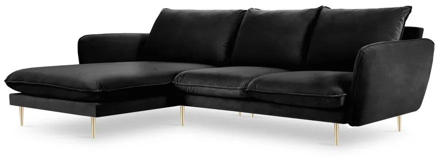 Coltar tapitat Vienna 5 locuri velvet/picioare gold – L255 x l170 x h95