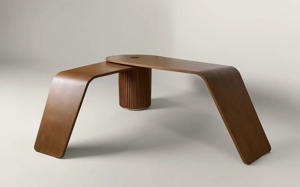 Birou lemn masiv executiv Xander, 217 × 180 × 82 cm
