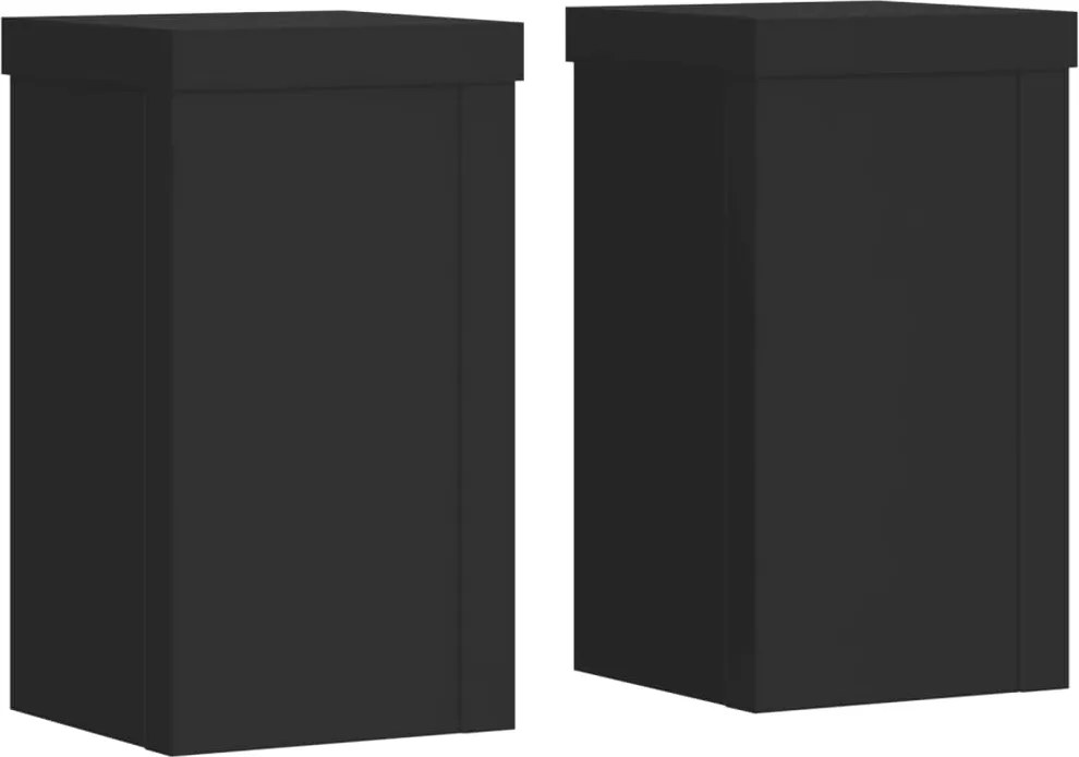 vidaXL Suporturi de plante, 2 buc., negru, 10x10x18 cm, lemn prelucrat