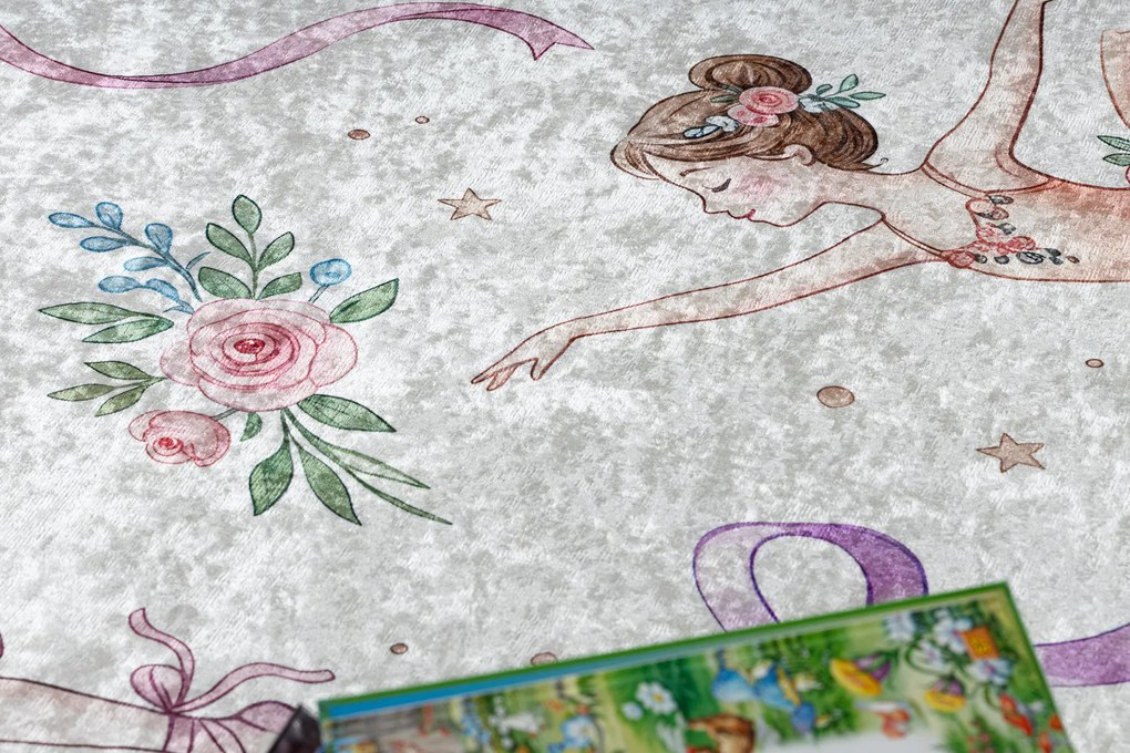 BAMBINO 61600 cerc covor lavabil Balerina, pentru copii anti-alunecare - cremă / roz