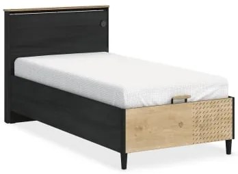 Pat cu spatiu depozitare, USB, adolescenti Colectia Black 100x200 cm