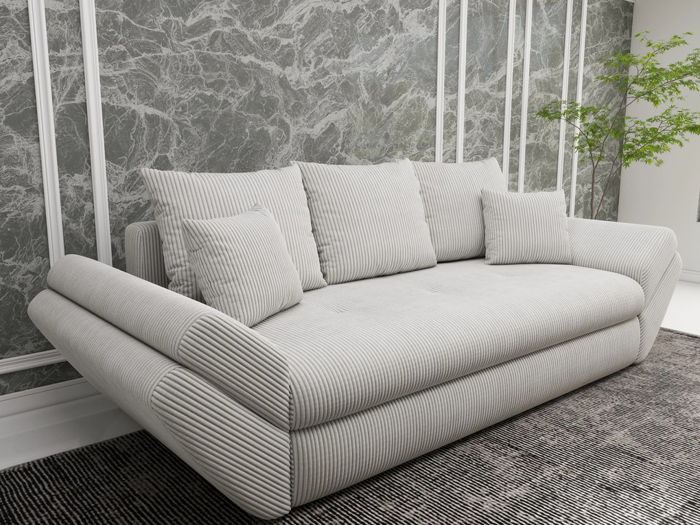 Canapea extensibilă dumonde cu ladă de depozitare si sezut confortabil din spuma high-density, Loana Zoom Cream 250x100 cm