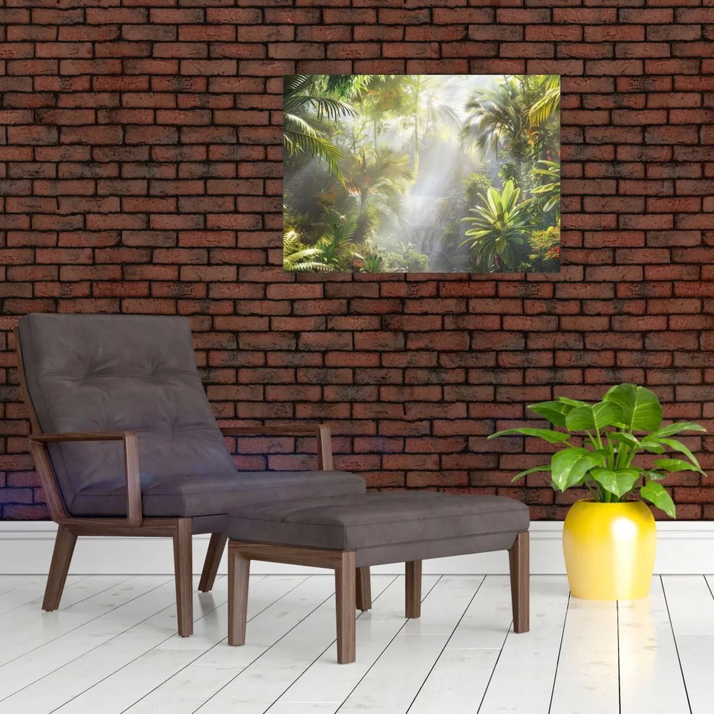 Tablou pe sticlă - Pădure tropicală (70x50 cm)